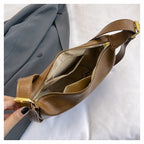 Crescent Shoulder Bag with Plush Charm Medium Zipper Soft Pu Leather Crossbody