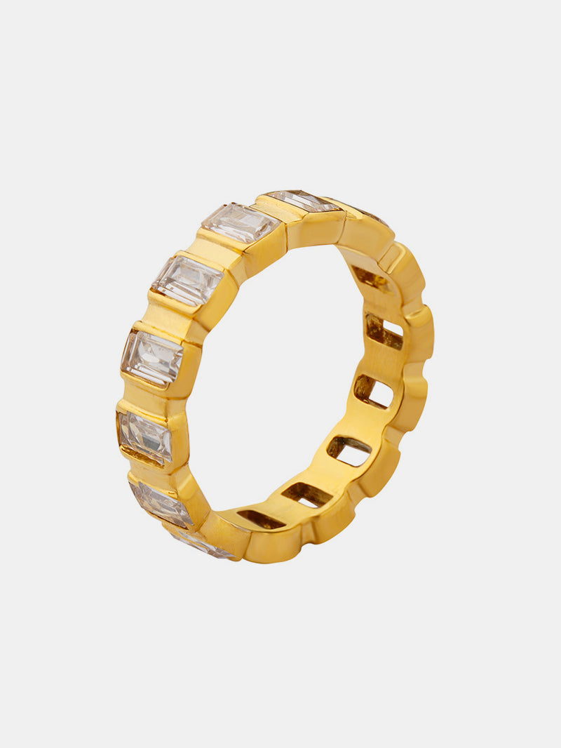 18K gold-plated Zircon Ring Titanium Steel Inlaid Gold Women Jewelry