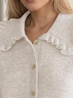 Women Cardigan Frill Collared Cotton Blend Knit Button Up Neck Long Sleeve 34ddd46a-9b8b-4817-a7b1-8e630898143a-Max Trendsi