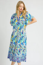 Umgee Midi Dress Paisley Printed Pastel Blue Short Sleeve Tiered Oversized Pastel Blue 34ef827a-01a1-4941-bd87-647d68b159bd-Max-Origin Trendsi