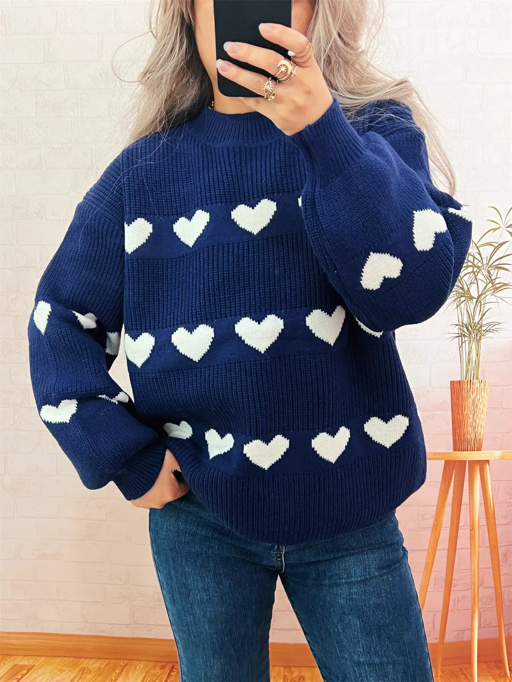 Women's Sweater Heart Pattern Dropped Shoulder Long Sleeve Puulover 34f2928682474b3ea40ad97ecf577ea4-Max-Origin Trendsi
