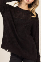 HYFVE Knit Women Sweater Black Distressed Long Sleeve Knit Top 35075e9e-d922-4609-9a4f-daa53beab5fa-Max Trendsi