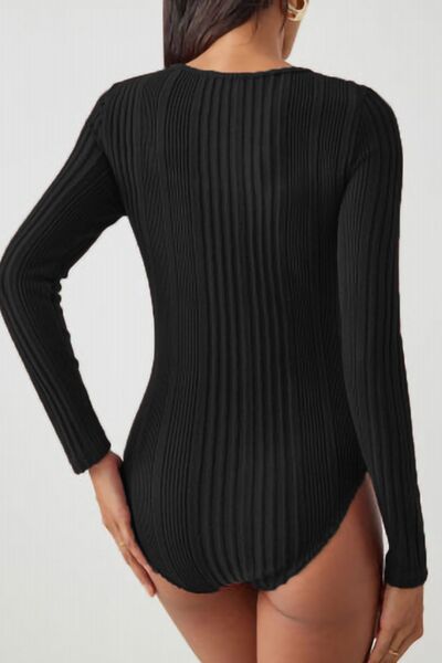 Bodysuit Ribbed Knit Cutout Bust Round Neck Long Sleeve Top 35219366-44d5-4477-a6c8-a00f11229ac3-Min Trendsi
