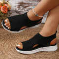 Breathable Mesh Open-Toe Mid-Heel Sandals