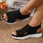 Breathable Mesh Open-Toe Mid-Heel Sandals
