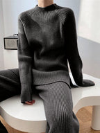Women Sweater Set Mock Neck Raglan Sleeve Top and Pants 2 Pcs Set 35594a7c-7f23-42cc-a205-f738cababa81-Max Trendsi