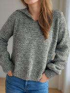 Collared Neck Long Sleeve Sweater 35746f71-435c-4da1-bca5-8e280ef0465f-Max Trendsi
