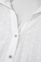 White Shirt Embroidered Eyelet Collared Neck Long Sleeve Blouse 100% cotton 357c75e7-fd44-4313-a8d3-b5eeb8da4640-Max Trendsi