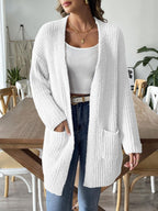 Knit Cardigan Open Front Long Sleeve Knitwear with Pockets 3584b6f7-41d6-40ae-a6a5-5981d269e0d9-Max Trendsi