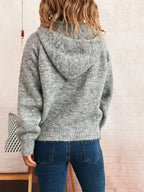 Women's Sweater Quarter Zip Hooded Ribbed Hem Long Sleeve Knitwear 358c469748eb40e7aba58a9873a3613b-Max-Origin Trendsi