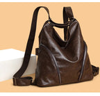 Women's Casual Tote Handbags Pu Leather Zipper Outer Pockets Backpack Crossbody