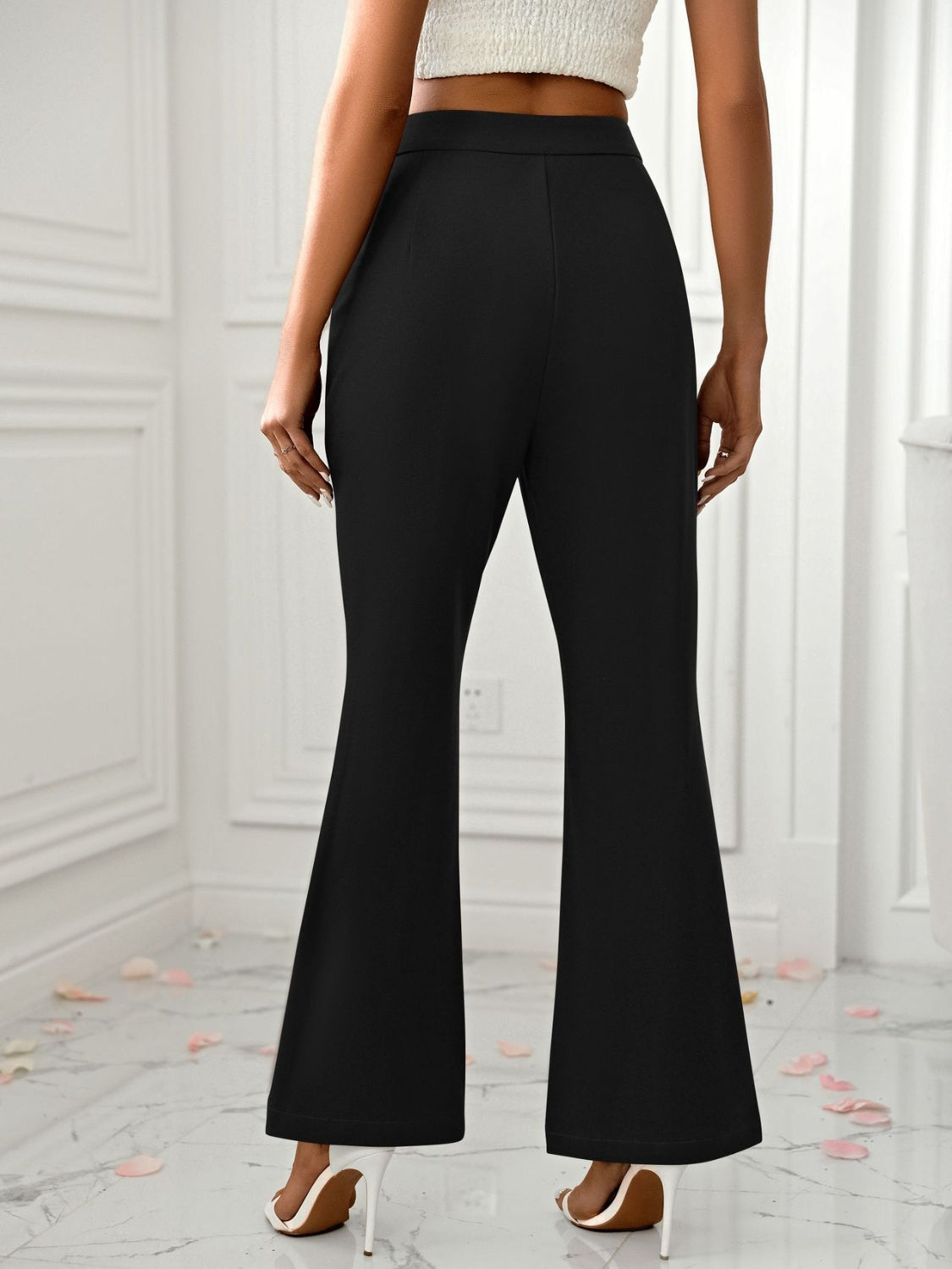 Women Wide Leg Pants Slit Flare Solid with Pockets 35a05c7c-e4ff-4e92-82ae-f8bd4e30ee3d-Max Trendsi