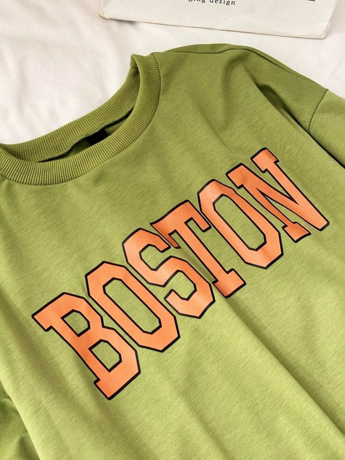 Women's Sweatshirt Green Boston Graphic Oversized Crewneck Pullover 35af8a08-2c0b-46e8-b7e9-741bca1b3c16-Max-Origin Trendsi