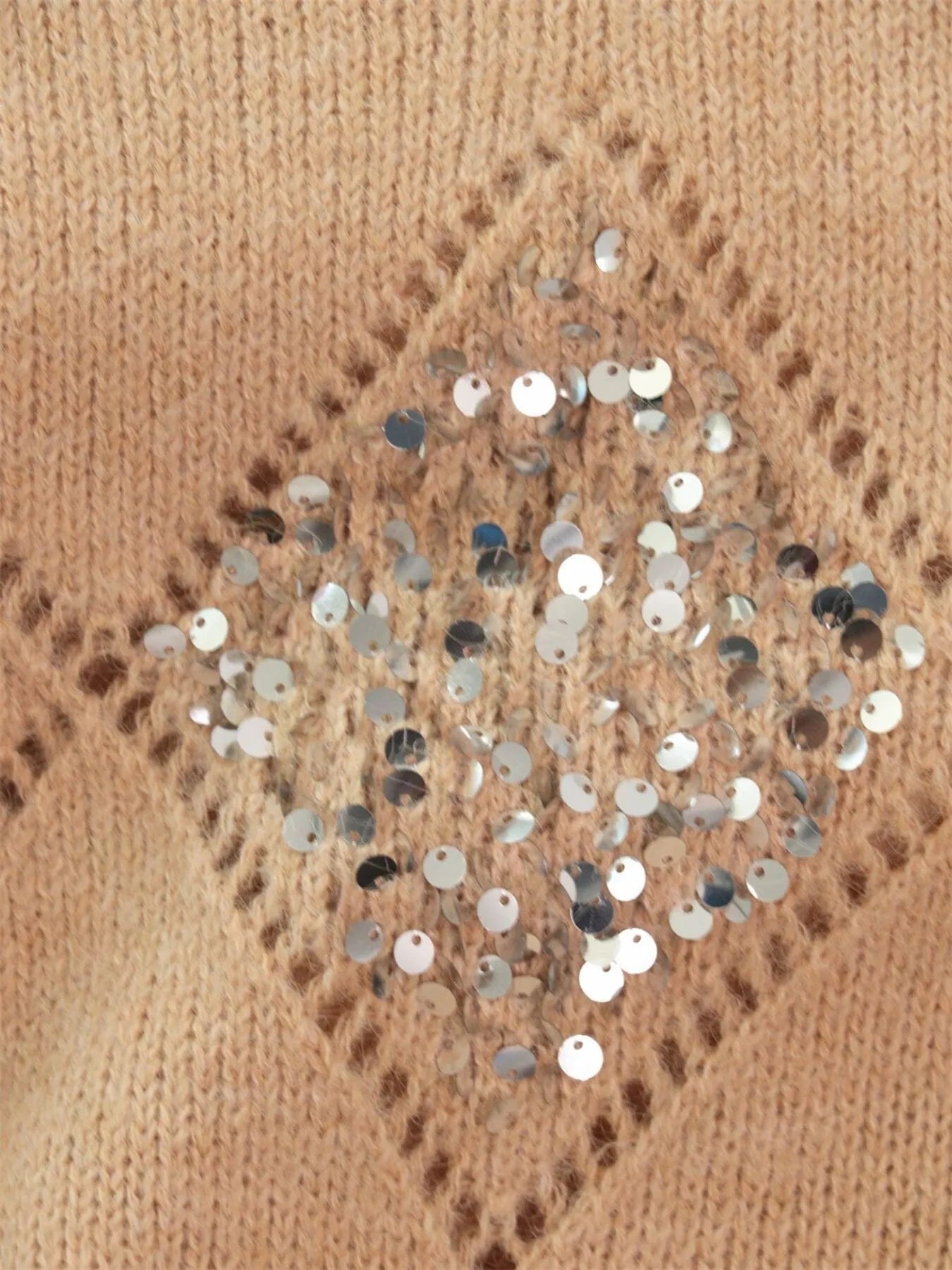 Women's Sweater Sequined Diamond Pattern Oversized Knitwear 35b8837b1542499baa15ca002122ccf6-Max-Origin Trendsi