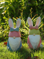 Easter Bunny Decorative Gnome Figurine, Resin Material, 8.7 Inches Tall