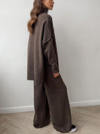 Outfit Set Women Knit Slit Turtleneck Sweater Long Sleeve and Pants 2 Pcs 35d94ad1-ec13-4464-9bfc-c1e0d5c694f5-Max Trendsi