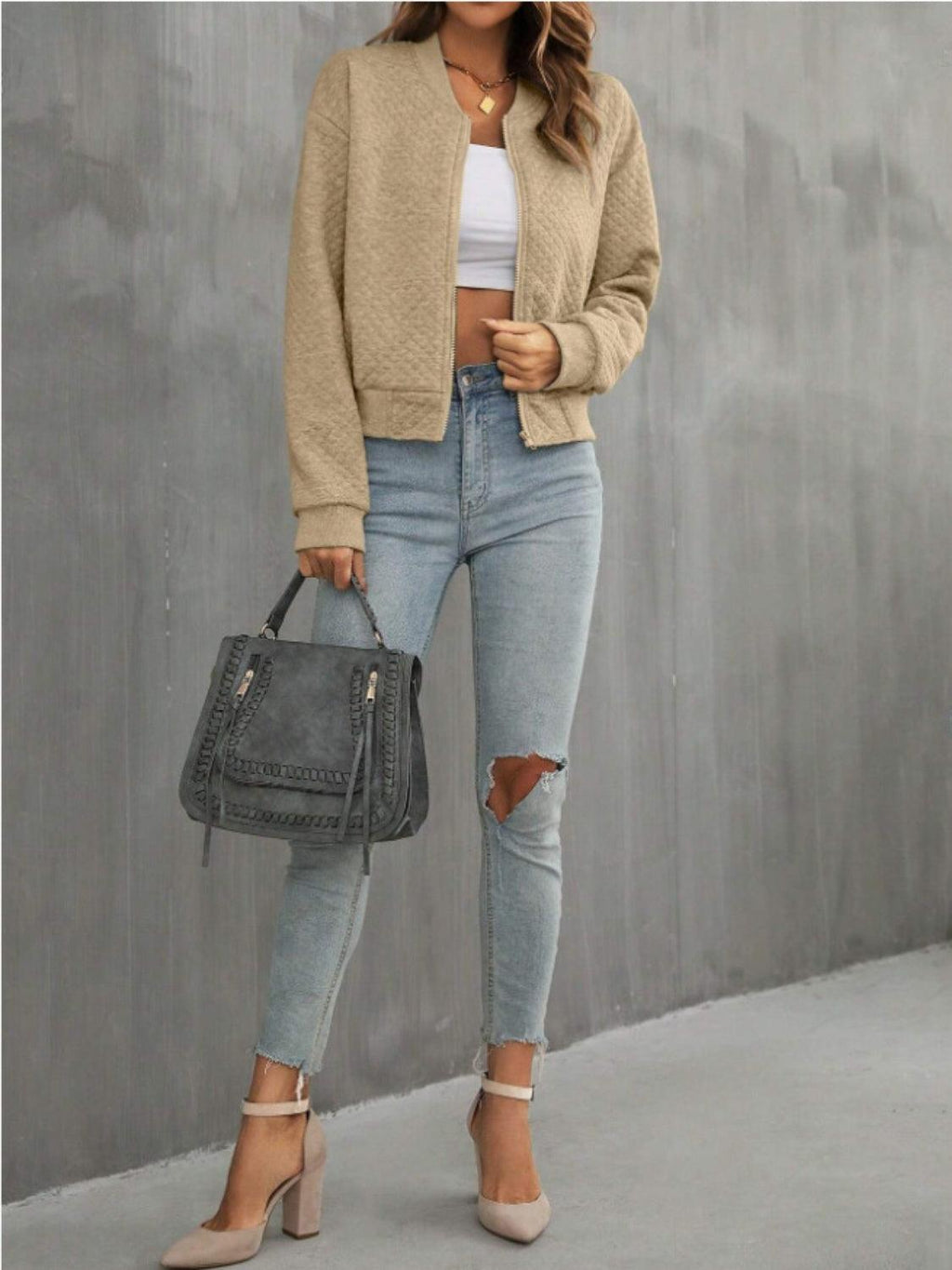 Textured Jacket Zip Up Long Sleeve Short Outwear 35db9d55-f623-43d5-9c56-ea3f493c3f15-Max_32d1a406-b6d8-4ec4-ace9-b3fe4cfa5a96 Trendsi