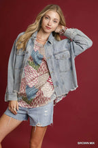 Umgee Women's Blouse Boho Feather Print Brown Mix Peasant Long Sleeve Top 35e3a4d6-d6a3-4e4f-befe-68bf596f49e8-Max-Origin Trendsi