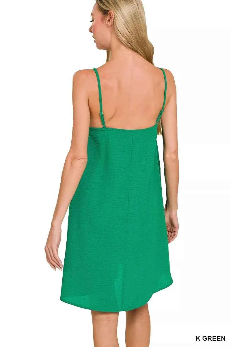 Zenana Mini Dress Green Woven Airflow Strappy A- Line 35ea75c375ad4f368e51e09d3fb15e47-Max-Origin Trendsi