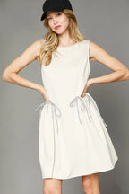 Umgee Mini Dress Ivory Round Neck Sleeveless Tank with Rope Tied Pockets Ivory 3600cdf3-f510-4a19-8ac1-ca912ecac76a-Max-Origin Trendsi