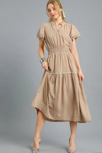 Umgee Midi Dress Camel Tiered Flutter Sleeve Smocked High Waisted Camel 360c2e0b-42b0-42af-9f89-2cd0c581481f-Max-Origin Trendsi