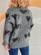 Heart Cardigan Button Up Long Sleeve Knitwear 36174aa3-9e25-4864-ad21-059c18d33696-Max Trendsi