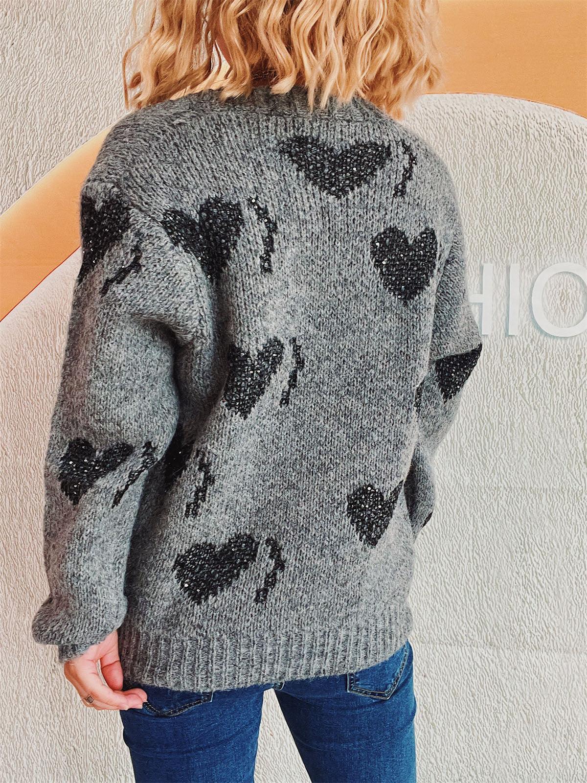 Heart Cardigan Button Up Long Sleeve Knitwear