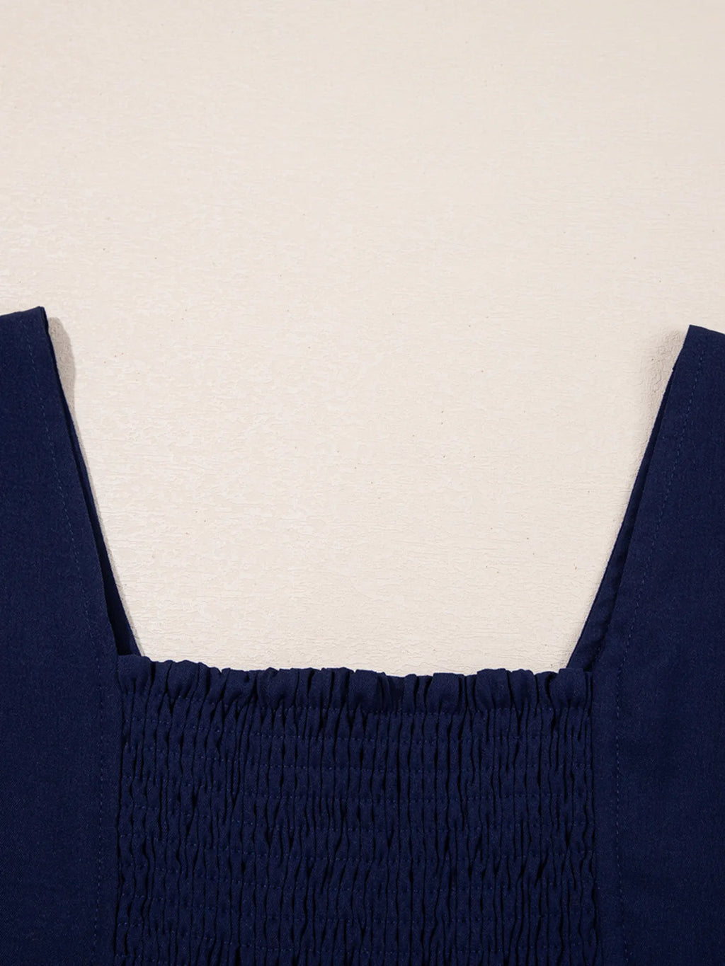 Midi Dress Navy Blue V Neck Buttoned Front Shirred Back Short Sleeve 363cd6e69d3b42aaaf21d247fe0a8447-Max-Origin Trendsi