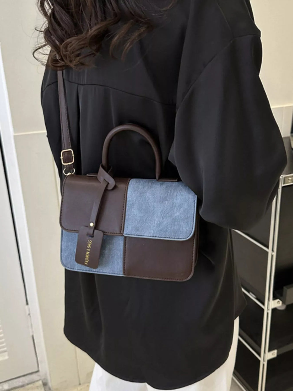 Womens Crossbody Bag Small Pu Leather Two-Tone Plaid Flap Handbag 363e2fd3-5f1d-4f74-9123-9c612cd65fb0-Max-Origin Trendsi