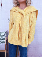 Women's Sweater with Shawl Knit Ribbed Ribbed Hem V-Neck Long Sleeve 364e19a4f2f84bc5838ea44995711bcd-Max-Origin Trendsi