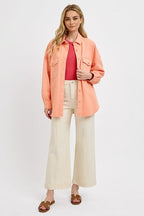 RISEN Denim Shacket Button Down Long Sleeve Watermelon Pink Pocketed 365abdc6-51e3-49cf-8b02-992b97afcbf8-Min Trendsi