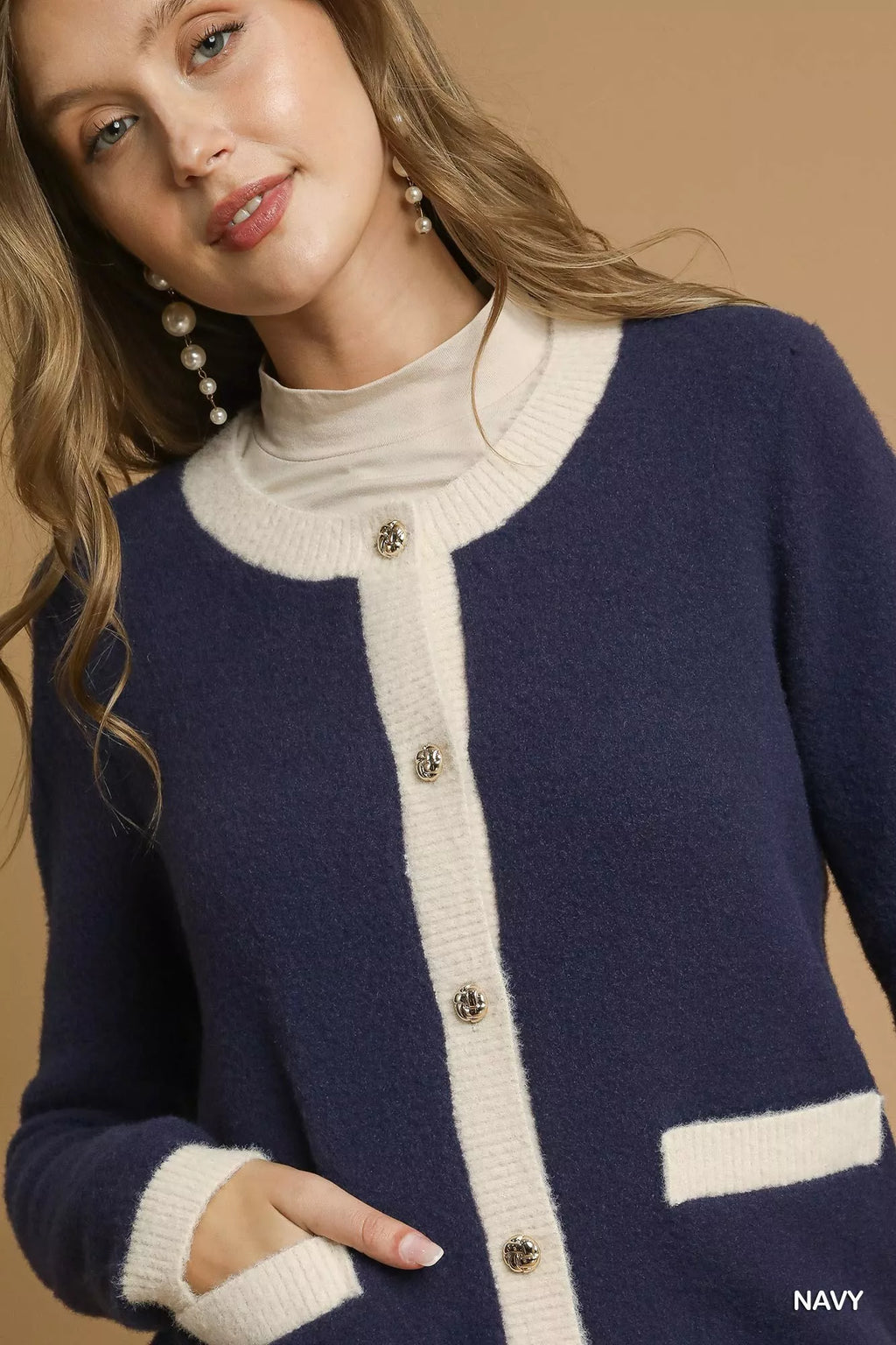 Umgee Cardigan Navy Two-Tone Button Front Long Sleeve 3670b3f1-6edd-4d15-ae4e-5289310a9a67-Max-Origin Trendsi