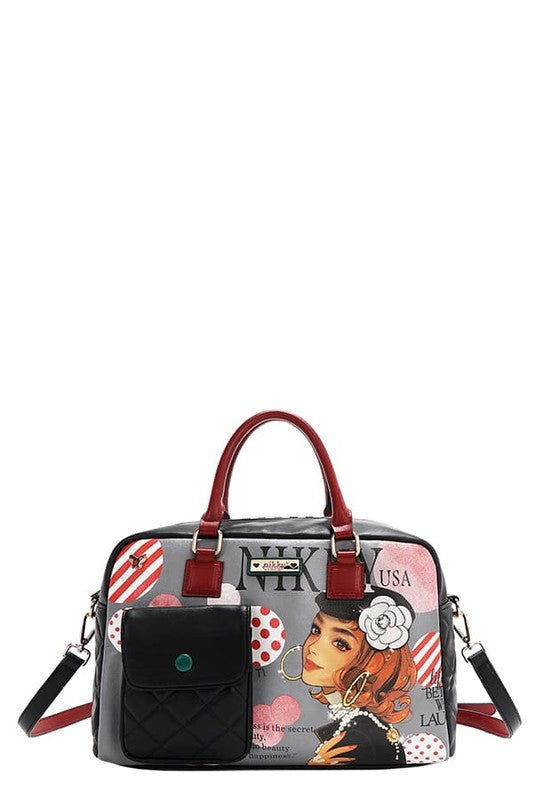 Nicole Lee USA Handbags Eco-Leather Boston Bag Medium Patch Pocket 36728fef-f4d5-43d5-97a7-1dee65efa714-Max Trendsi