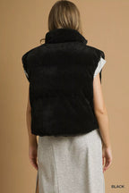 Umgee Womens Vest Black Sherpa-Lined Zip with Drawstring Hem Outwear 367d9c51-3216-4bbd-9f17-6c85c7a4ec86-Max-Origin Trendsi
