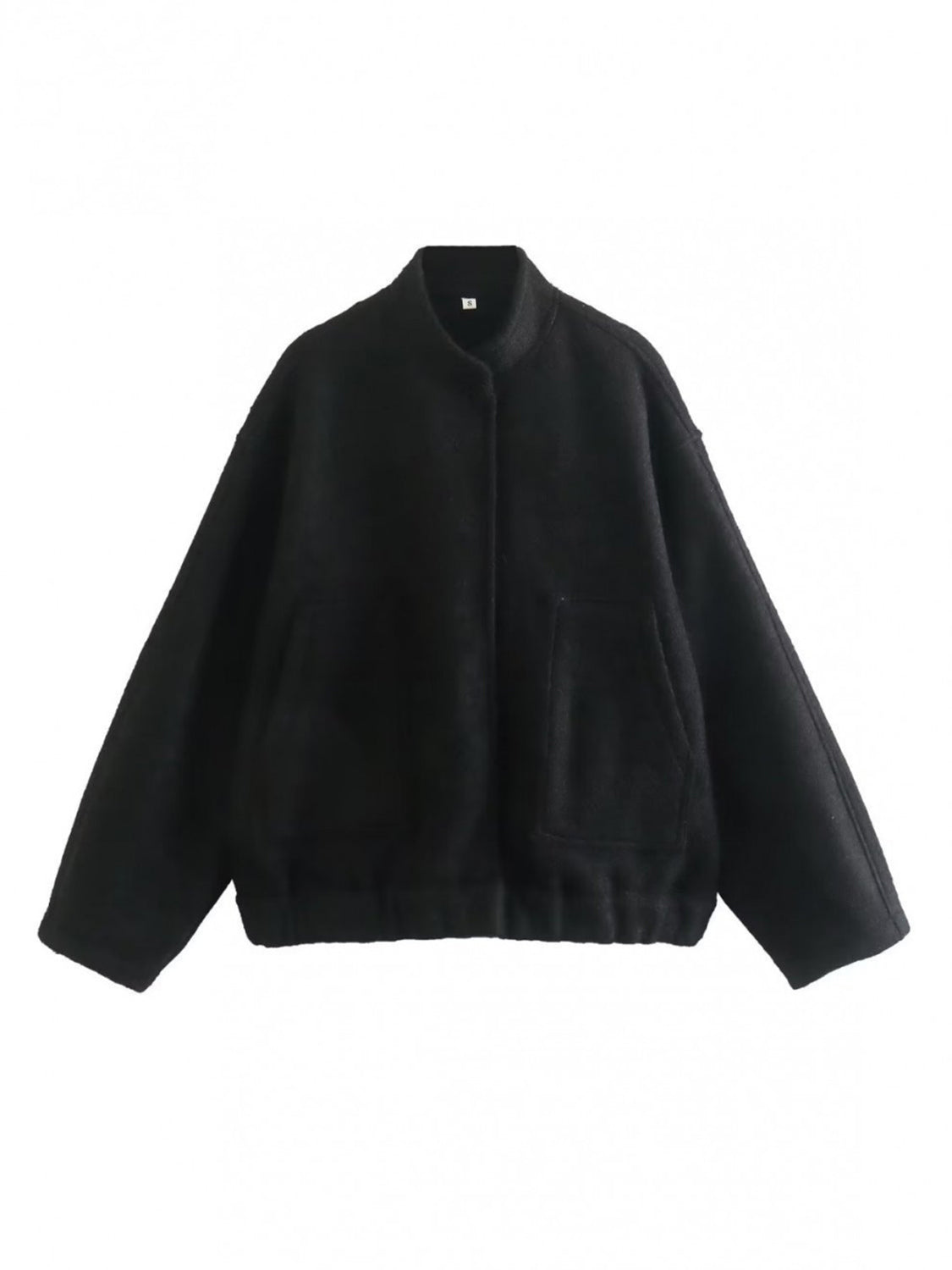 Women Jacket Snap Collared Long Sleeve Elastic Hem Oversized Pocketed 36a9d28a-f5c5-4586-9d21-e83c773d3388-Max Trendsi