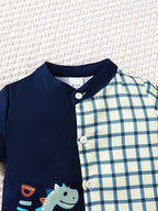 Baby Boy Set Navy Blue Hat Dinosaur Plaid Button Up Top and Shorts 3-Piece 36b9966f-2cee-45af-8ce2-8cdbee4b7f95-Max-Origin Trendsi