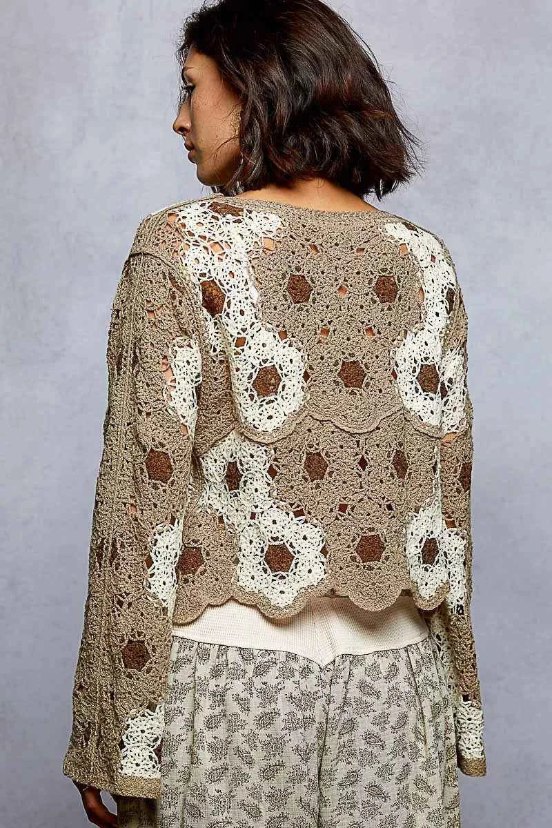 POL Crochet Cropped Top Floral Mocha Weave Pattern with Beads Detail 36c6a99e-4bba-4db4-a705-5658e269da22-Max-Origin Trendsi
