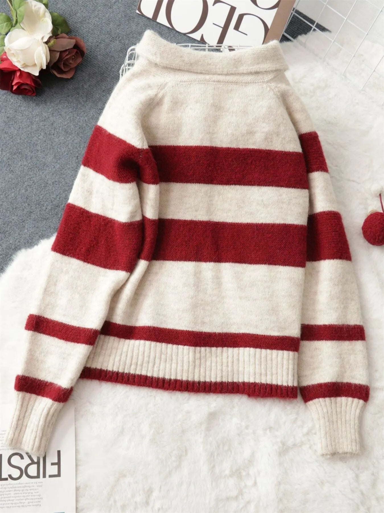 Women's Cardigan Striped Button-Up Cozy Soft Long Sleeve 36cea03af81e4d2ca5b75e5f85b3fa78-Max-Origin Trendsi