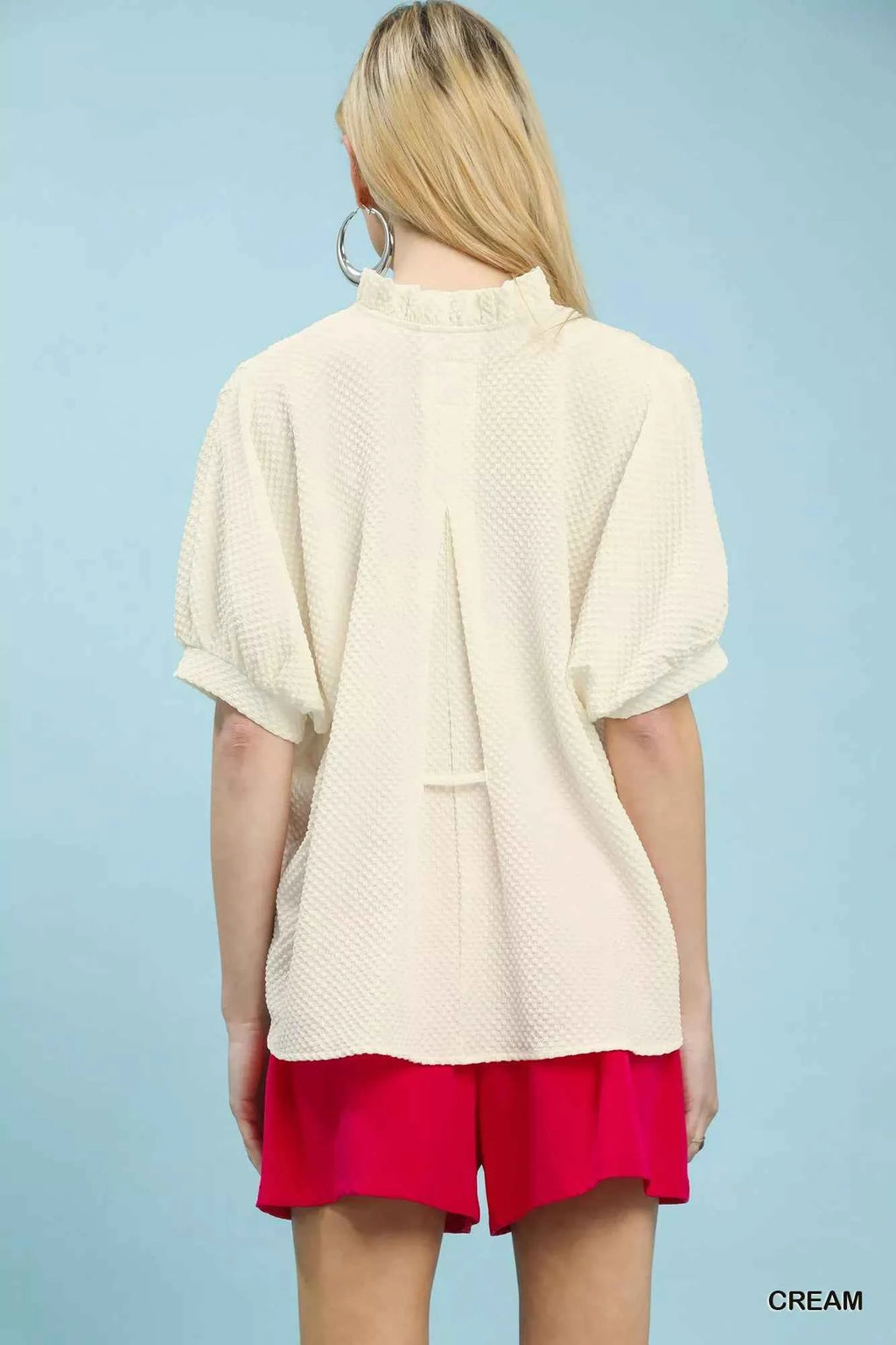 Umgee Textured Jacquard Short Sleeve Top