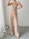 Sleeveless Wide-Leg Jumpsuit with Tie Waist