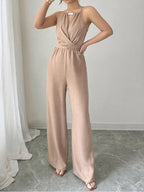 Sleeveless Wide-Leg Jumpsuit with Tie Waist