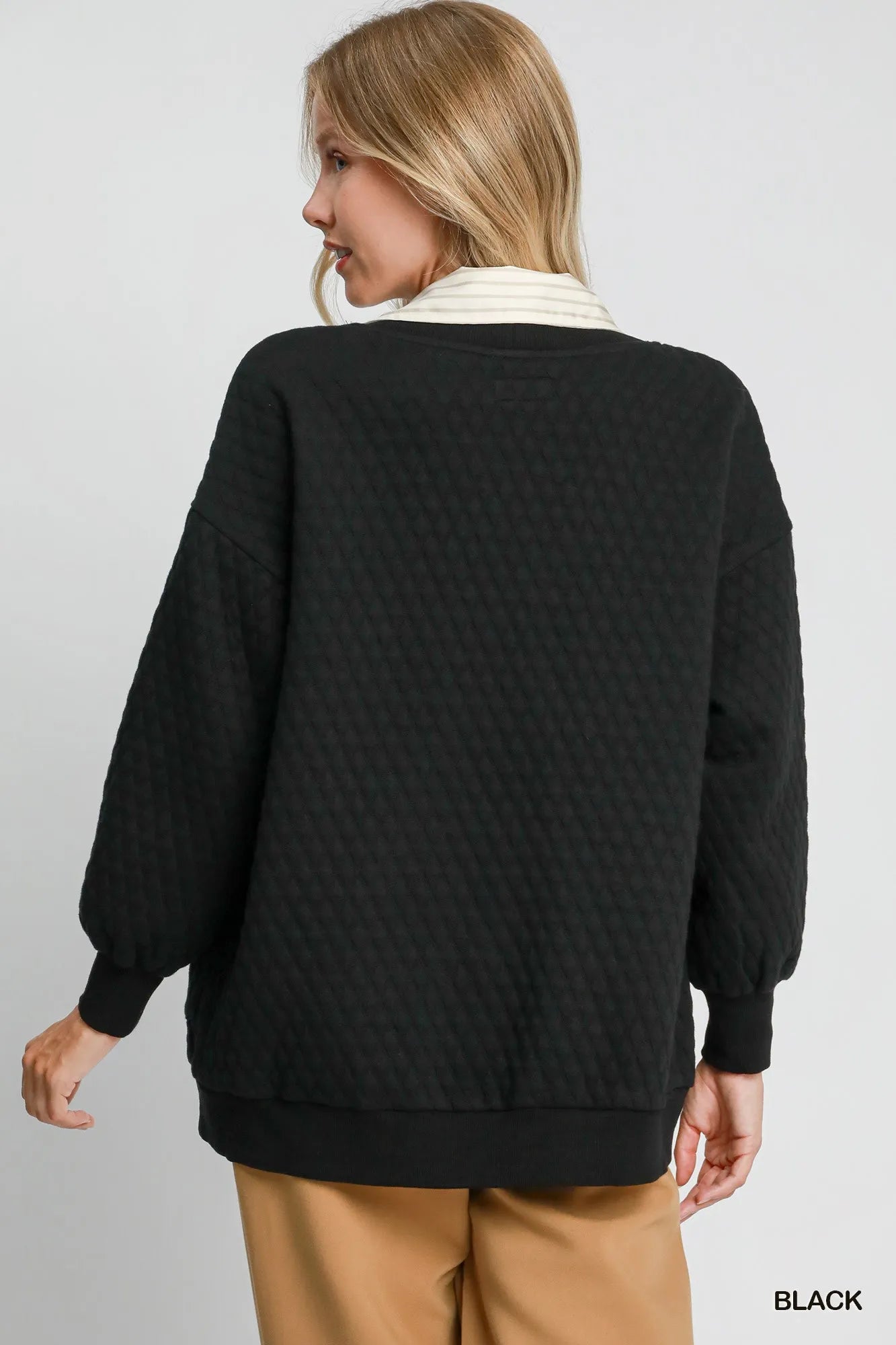 Umgee Jacquard Cardigan Black Women's Button-Up with Pockets 36f930b8-79e7-4cba-8096-5659ba03ae04-Max-Origin Trendsi