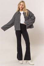 HYFVE Tweed Plaid Jacket Button Up Collared Neck Long Sleeve Pocketed 36fb0227-90e8-4bd7-99d6-973ab12b8005-Max Trendsi