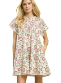 Umgee Floral Print Tiered Babydoll Dress