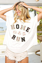 BiBi Cotton T-shirt White Baseballs Homerun Letter Washed Short Sleeve Top WHITE BLACK 3706ea6d26574683a2af25758c93d2d8-Max-Origin Trendsi