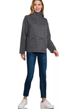 Zenana Womens Fleece Sweatshirt Black Washed High Neck Kangaroo Pocket 37152bf39b0840bbadd5ce5b14fc33be-Max-Origin Trendsi