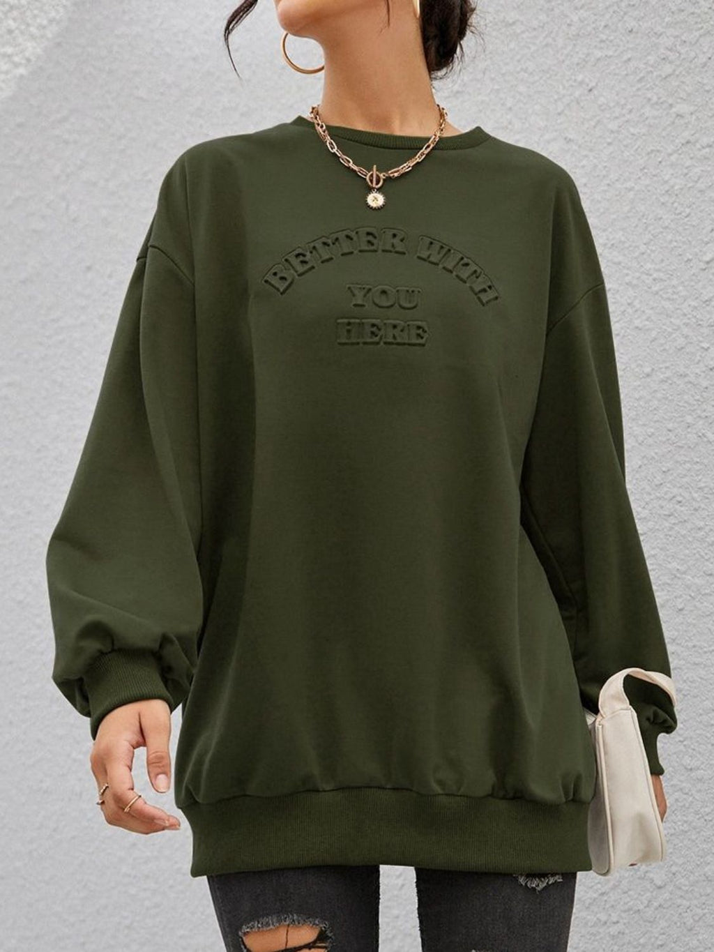 Women Sweatshirt Stereoscopic Letter Round Neck Long Sleeve Oversize 371c4dc6-465f-4551-ba28-d1c760db5ce2-Max Trendsi