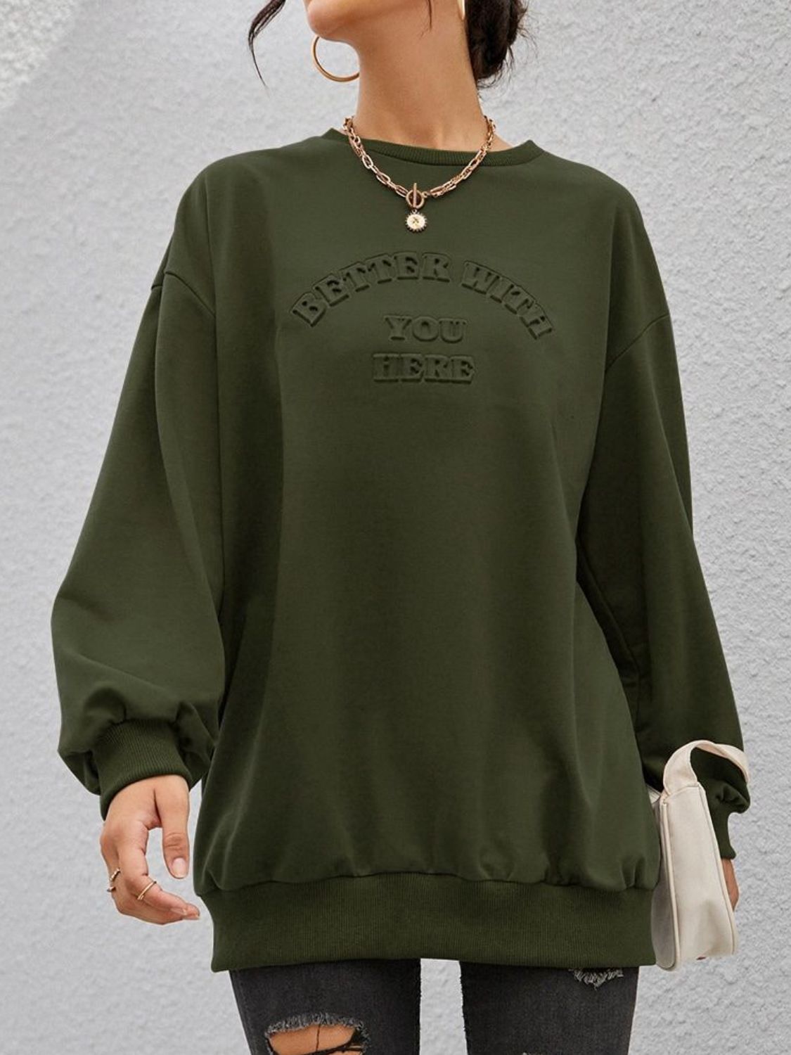 Women Sweatshirt Stereoscopic Letter Round Neck Long Sleeve Oversize 371c4dc6-465f-4551-ba28-d1c760db5ce2-Max Trendsi