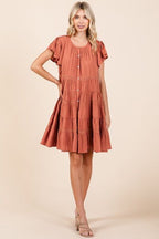 Mittoshop Ruffle Dress Lace Detail Button Down Tiered Flaired Short Sleeve 37250a75-5bf3-48a6-93f4-64be8a649ae0-Min Trendsi
