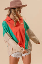 BiBi Women's Sweatshirt Colorblock Exposed Seam French Terry Top 3730cf7dc6474648ad4846cdb319a05d-Max-Origin Trendsi